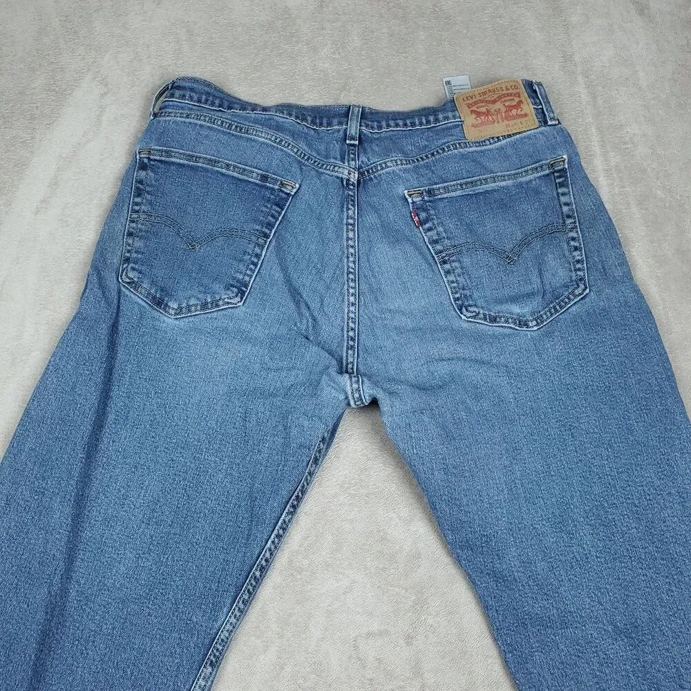 Levis 505 Jeans Mens 36x34 Blue Medium Wash Straight Zip Fly Regular Fit Denim